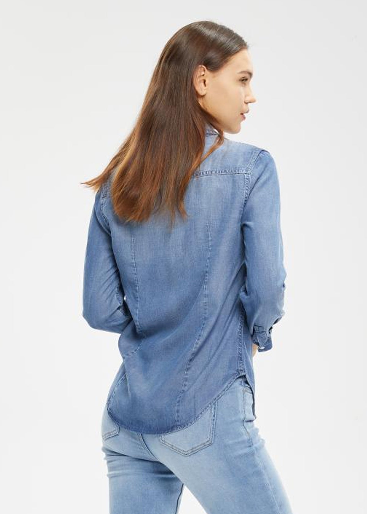 Women's Tencel Contrast Denim Blouse