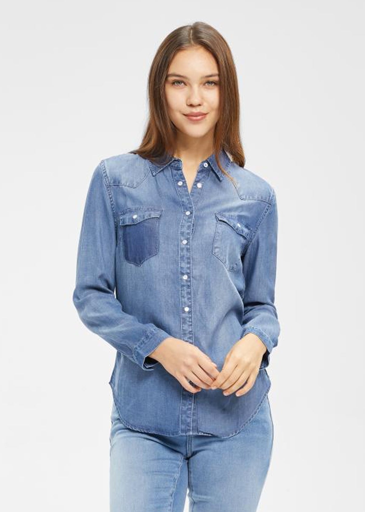 Women's Tencel Contrast Denim Blouse