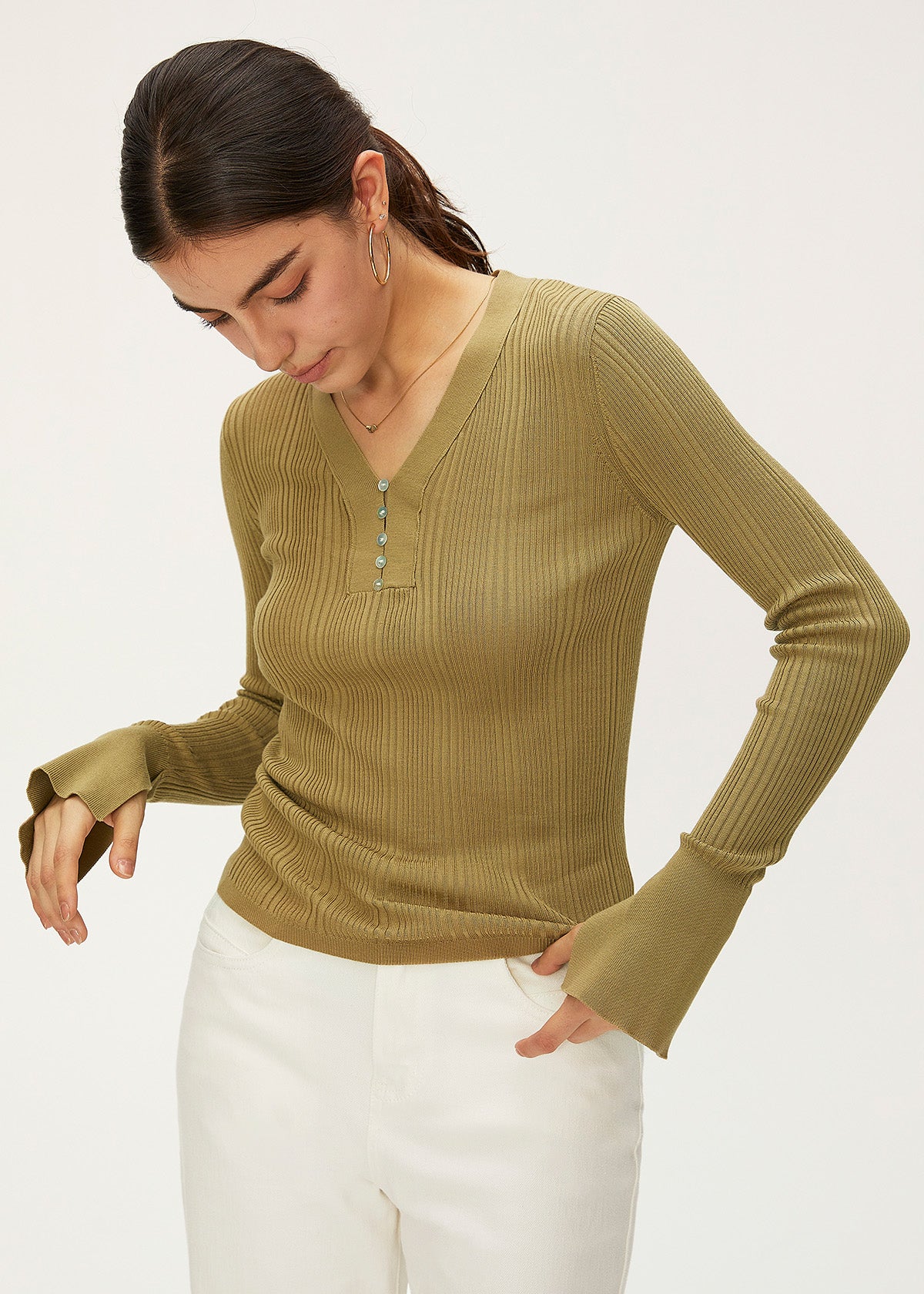 Women's Tencel V-Neck Knitwear