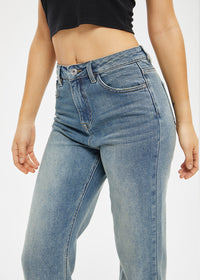 Women's Retro Mid Rise Straight Jeans