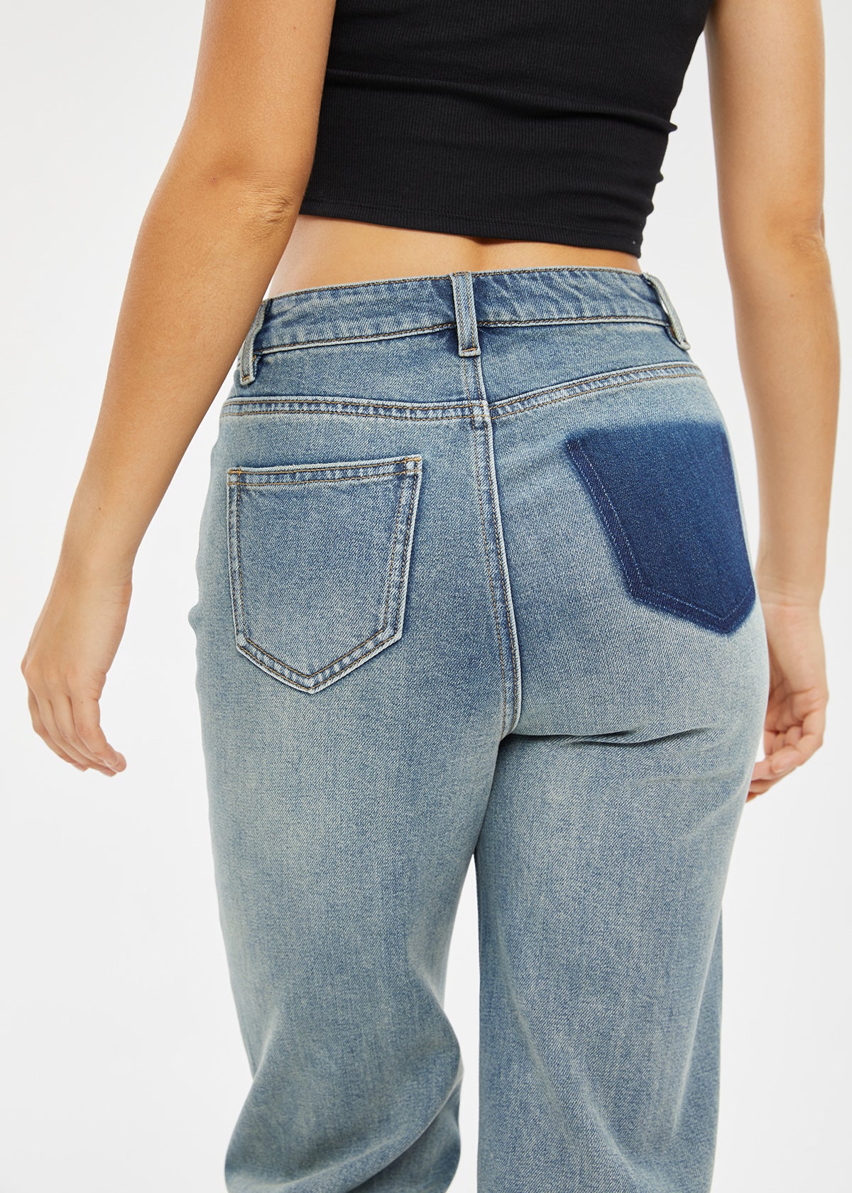 Women's Retro Mid Rise Straight Jeans