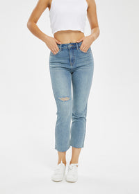 Women's Retro Mid Rise Cigarette Jeans