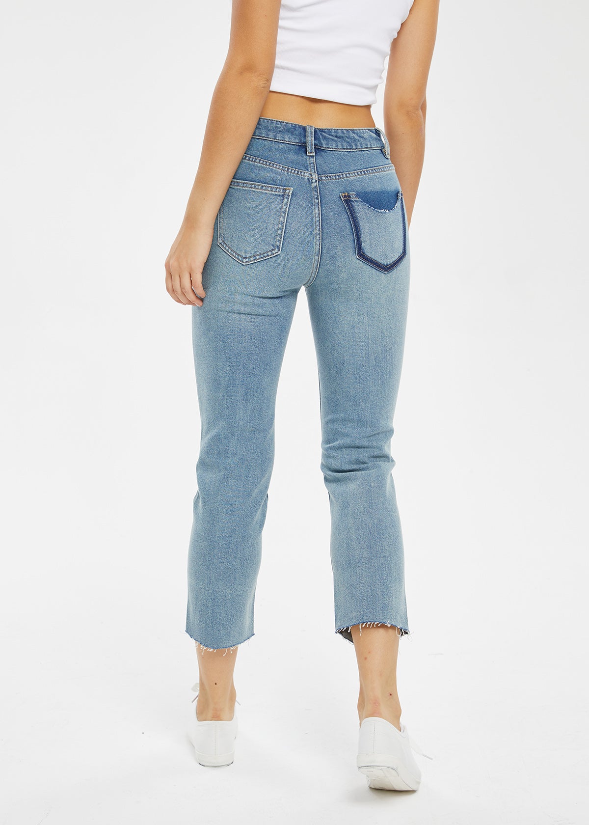 Women's Retro Mid Rise Cigarette Jeans