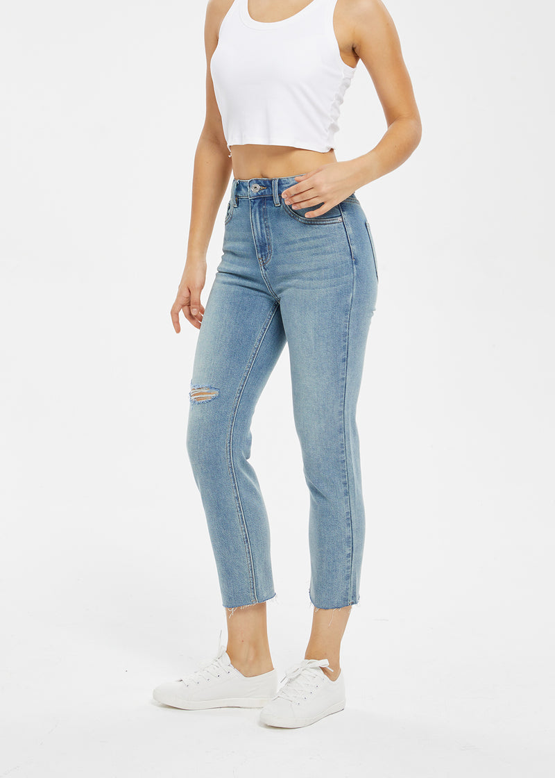 Women's Retro Mid Rise Cigarette Jeans