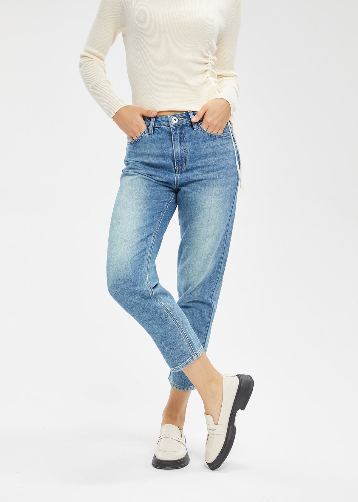 Women's Retro Mid Rise Tapered Jeans