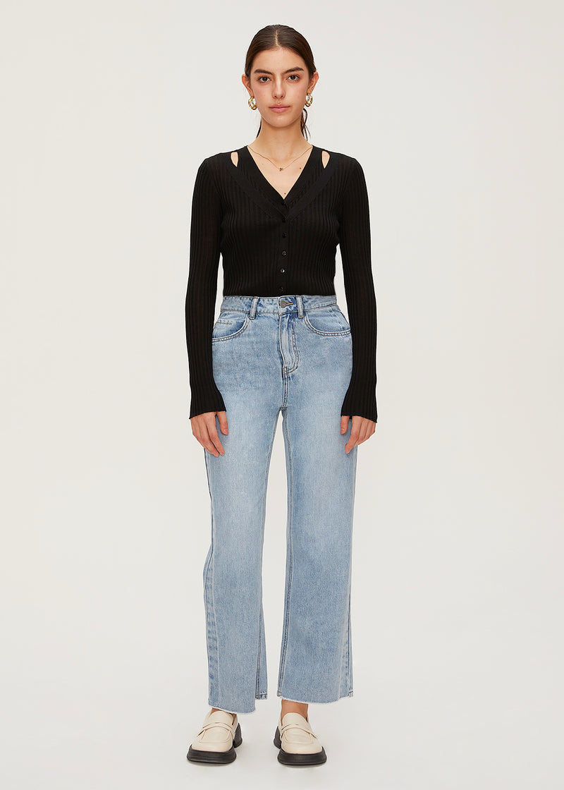 Women's Tencel Frayed Straight Jeans