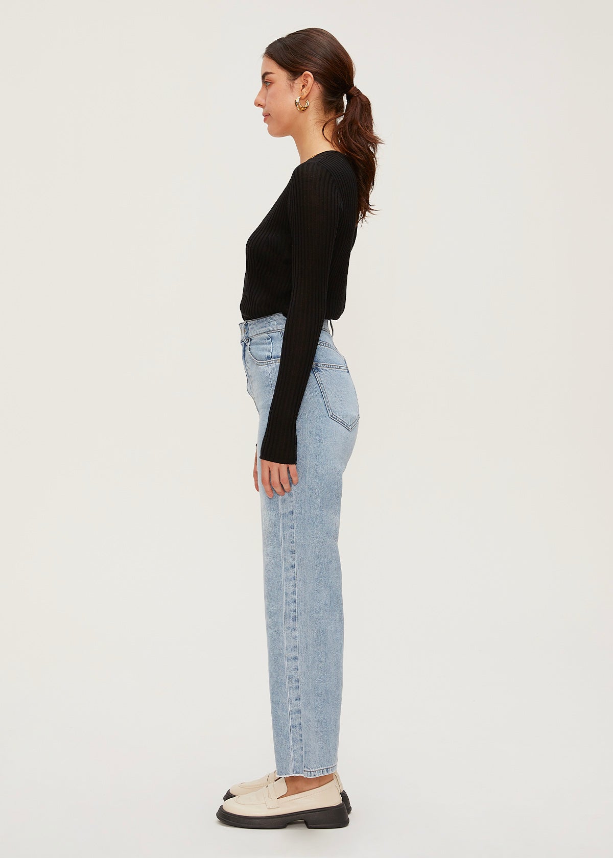 Women's Tencel Frayed Straight Jeans