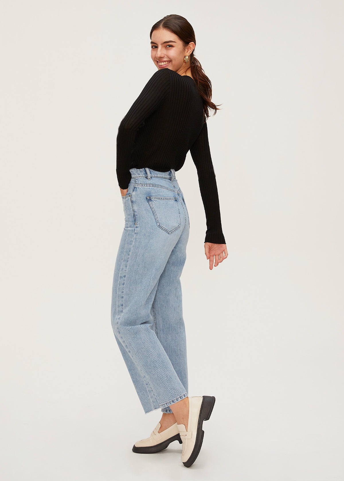 Women's Tencel Frayed Straight Jeans