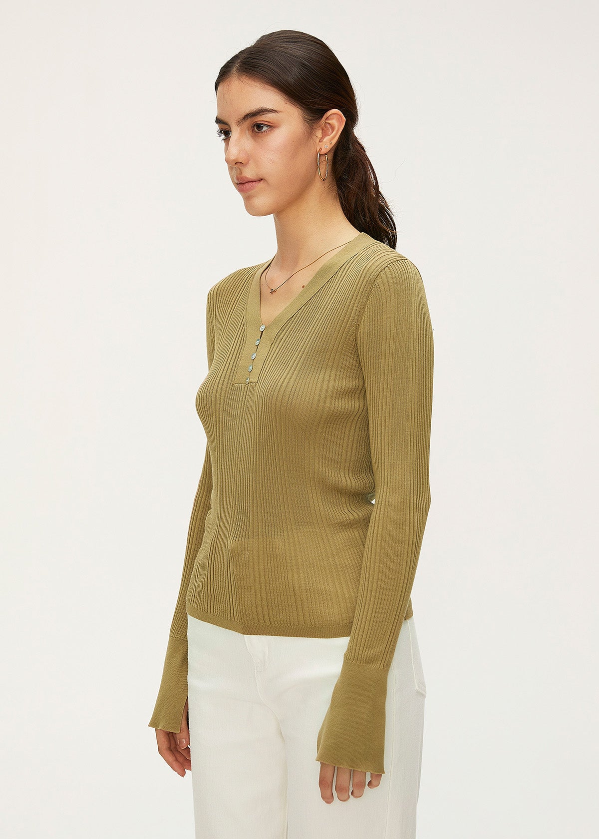 Women's Tencel V-Neck Knitwear