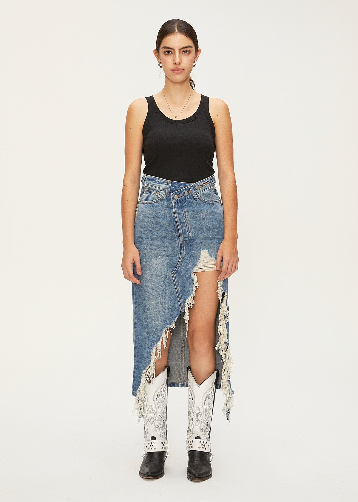 Women's Ripped Denim Skirt