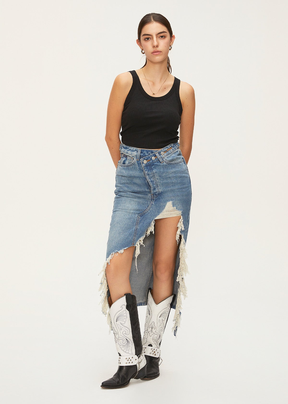 Women's Ripped Denim Skirt