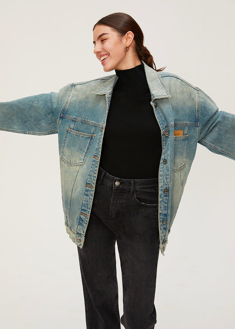 Women's Ripped Oversize Denim Jacket