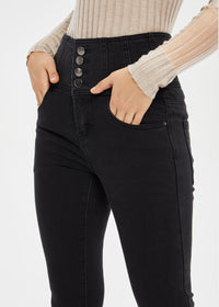 Women's Petite High Rise Cutline Brushed Skinny Jeans