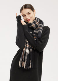 Fringed Soft Plaid Wide Scarf