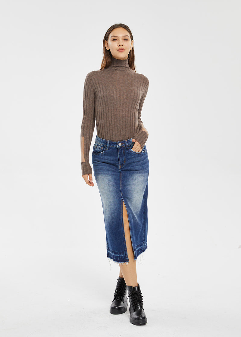 Women's Straight Denim Midi Skirt