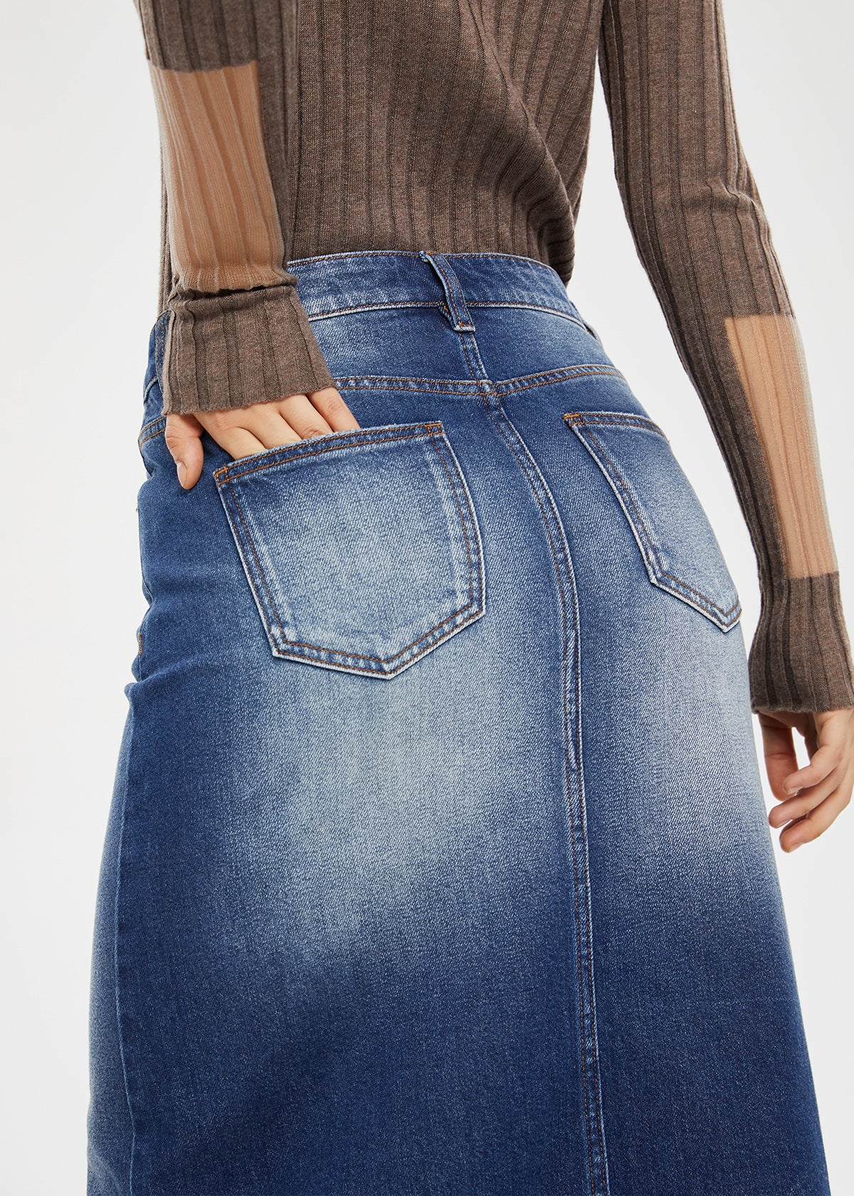 Women's Straight Denim Midi Skirt