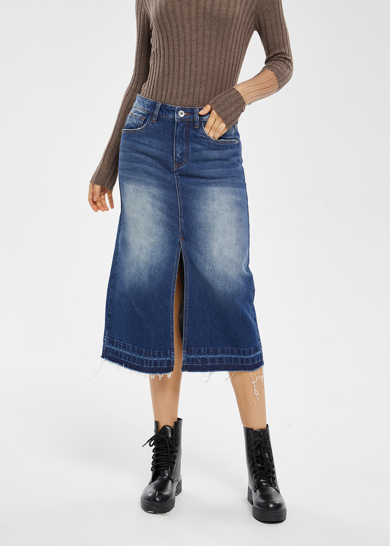 Women's Straight Denim Midi Skirt