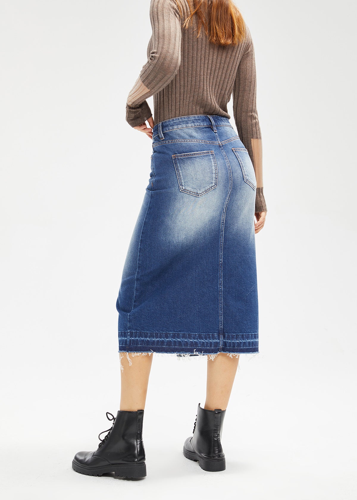 Women's Straight Denim Midi Skirt