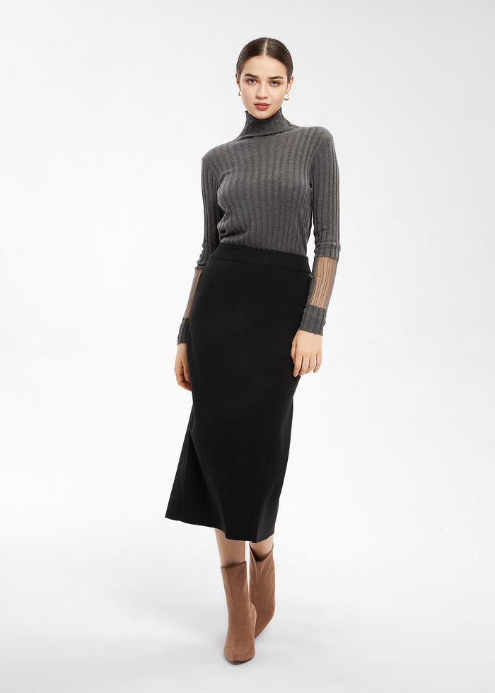 Women's Lambswool Blend H-Line Sweater Skirt