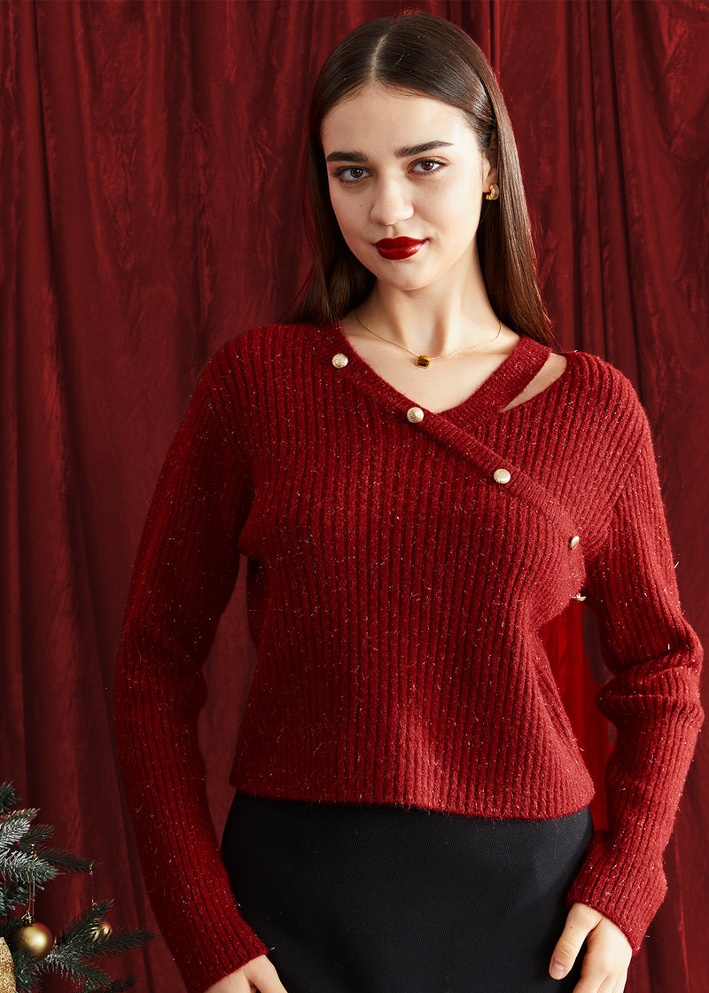 Women's Asymmetric Glitter Sweater