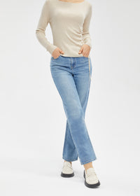 Women's Mid Rise Contrast Straight Jeans