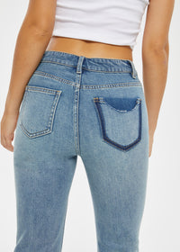 Women's Retro Mid Rise Cigarette Jeans