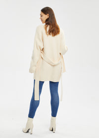 Women's Mid-Length Lace-Up Cardigan Sweater