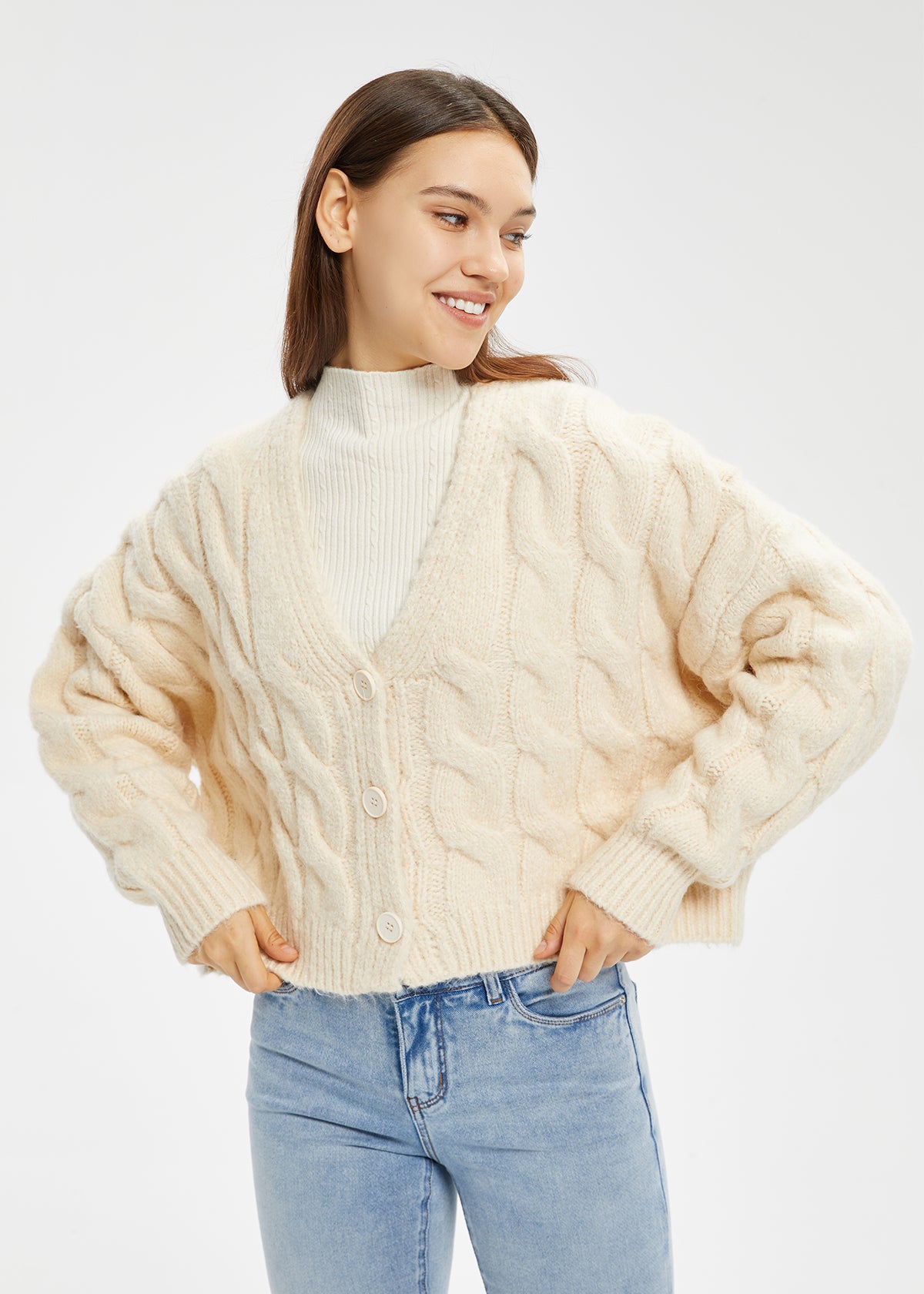 Women's Wool Blend Twist Cardigan Sweater