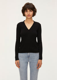 Women's Wool Blend V-Neck Knit Top