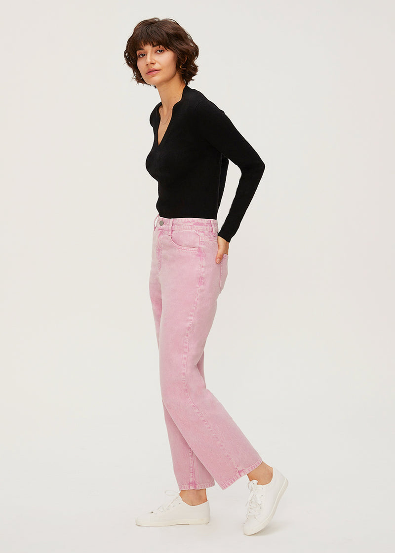 Women's Loose Straight Pink Jeans