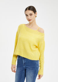 Women's Mohair Wool Blend Off-Shoulder Sweater