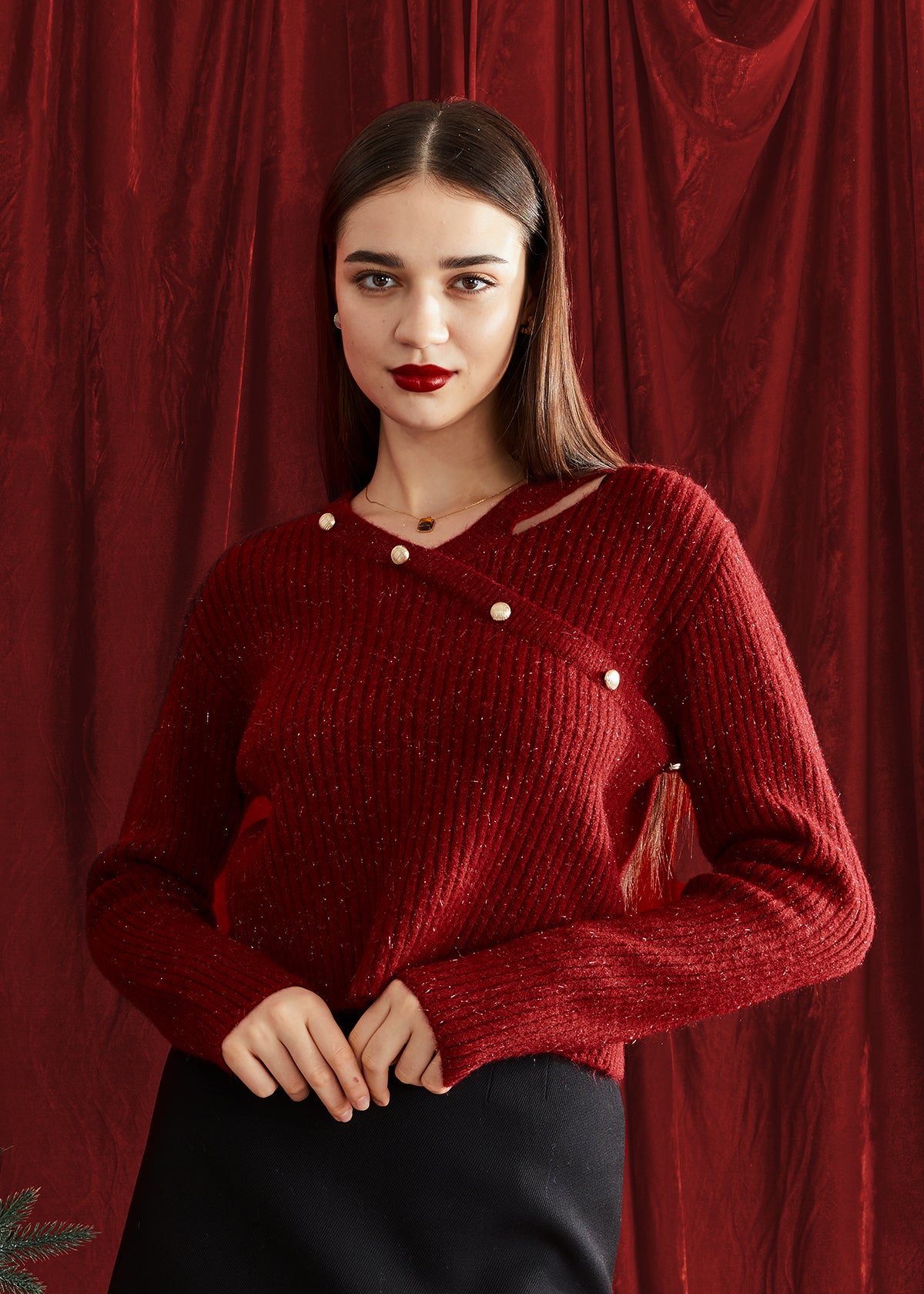 Women's Asymmetric Glitter Sweater