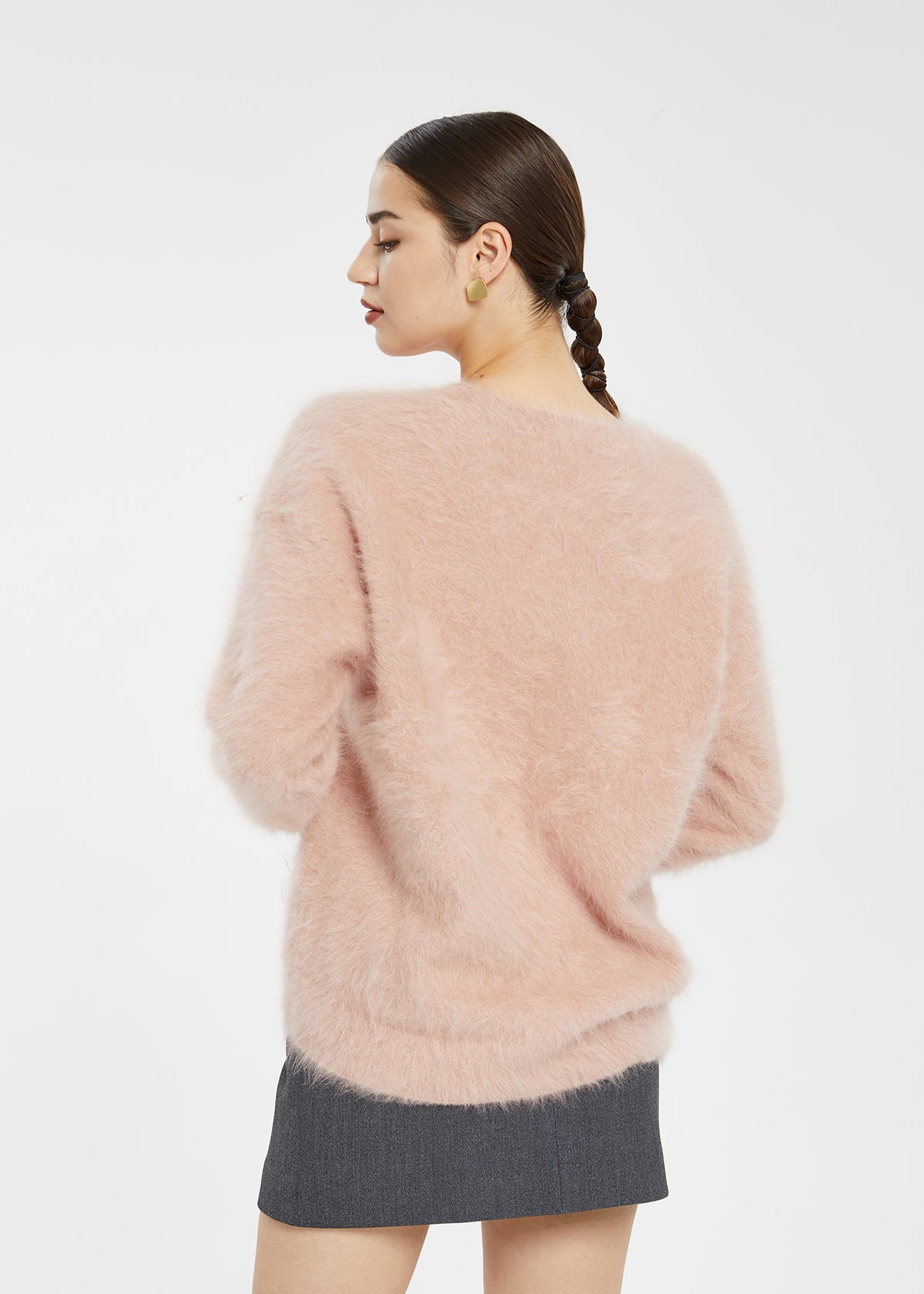 Women's Wool Blend Fluffy V-Neck Sweater