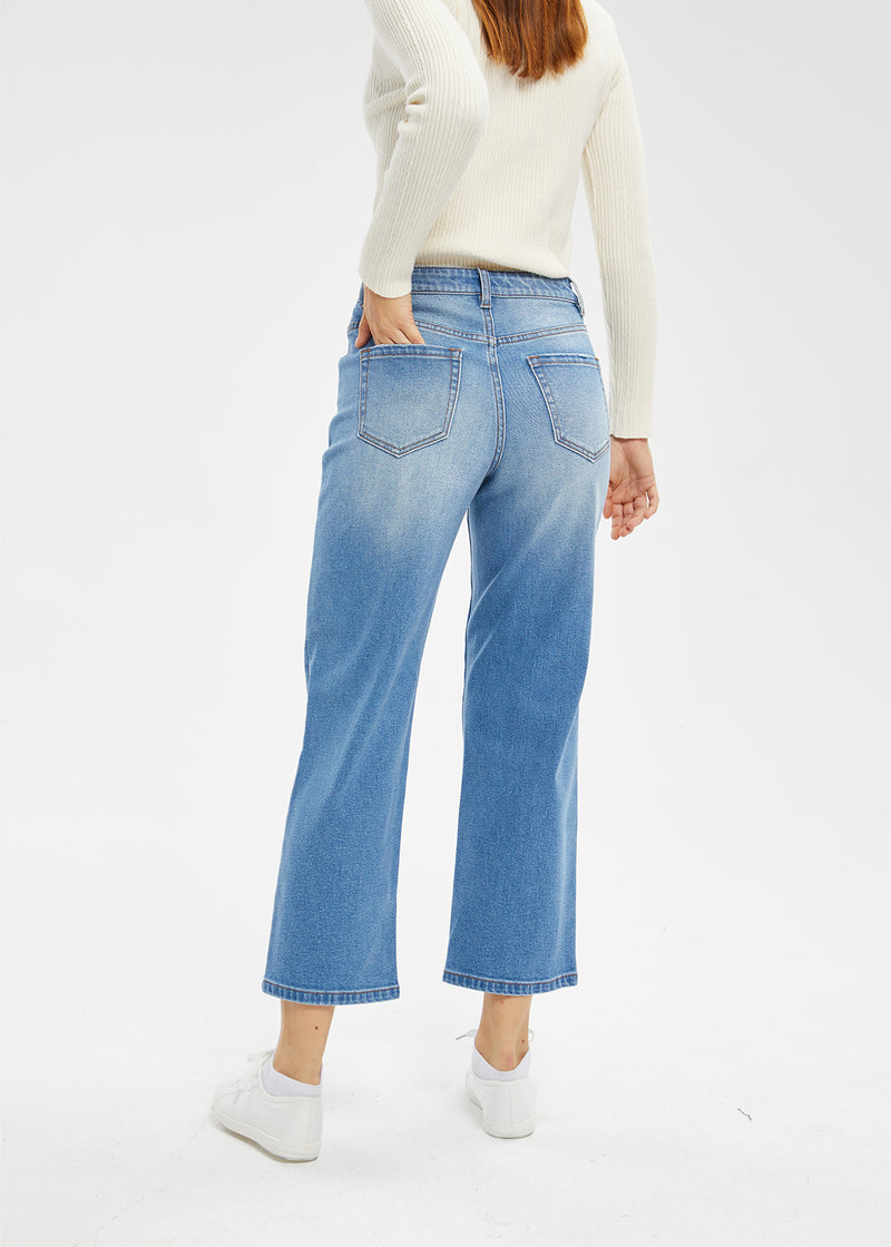 Women's Mid Rise Ankle Length Straight Jeans