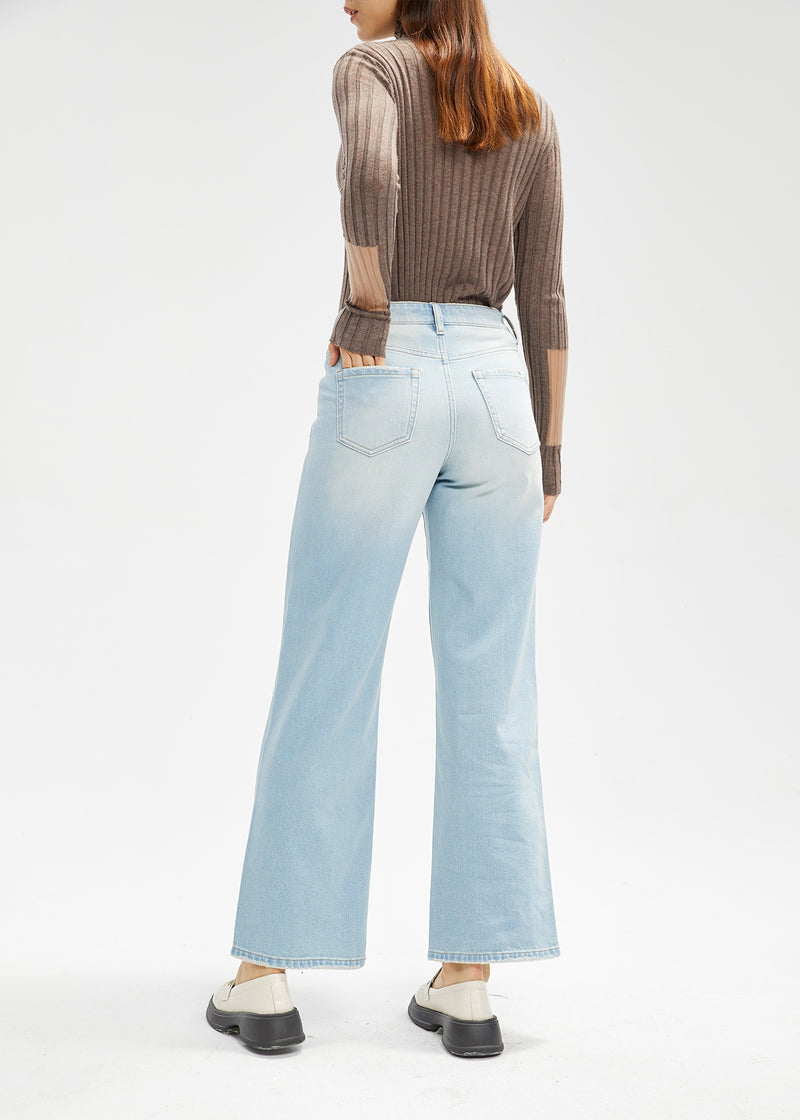 Women's Mid Rise Wide Leg LightBlue Jeans