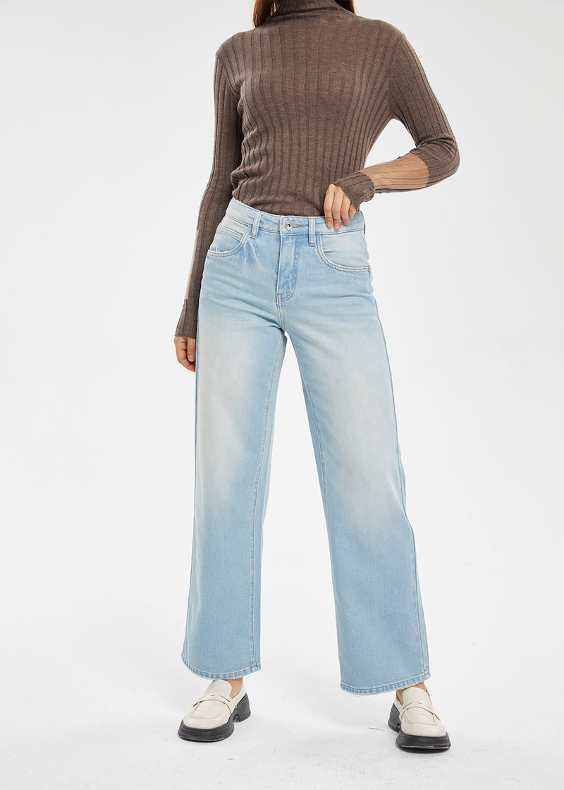 Women's Mid Rise Wide Leg LightBlue Jeans