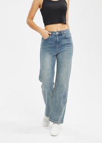 Women's Retro Mid Rise Straight Jeans