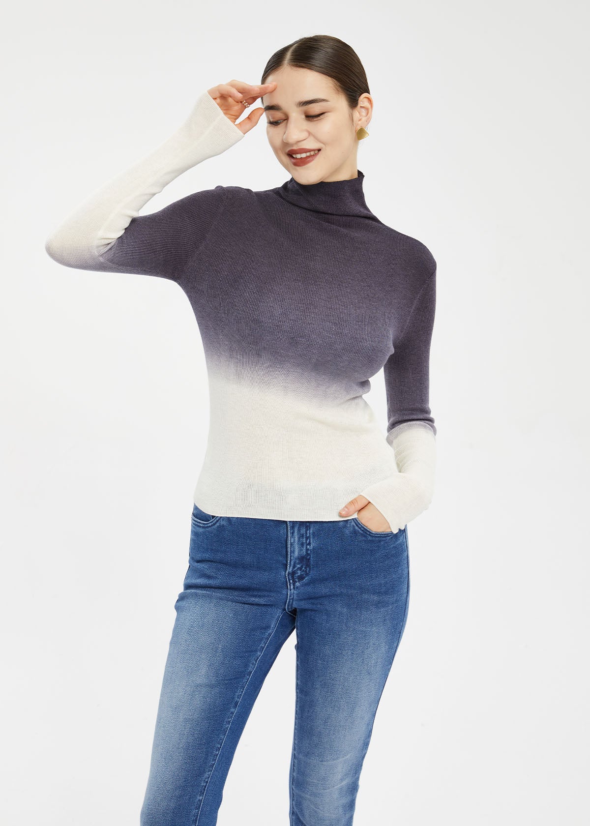 Women's Mock Neck Gradient Knitwear