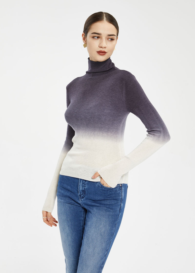 Women's Mock Neck Gradient Knitwear