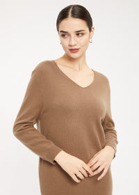 Women's V-Neck Wool Dress