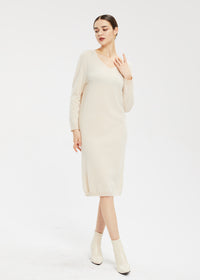 Women's V-Neck Wool Dress