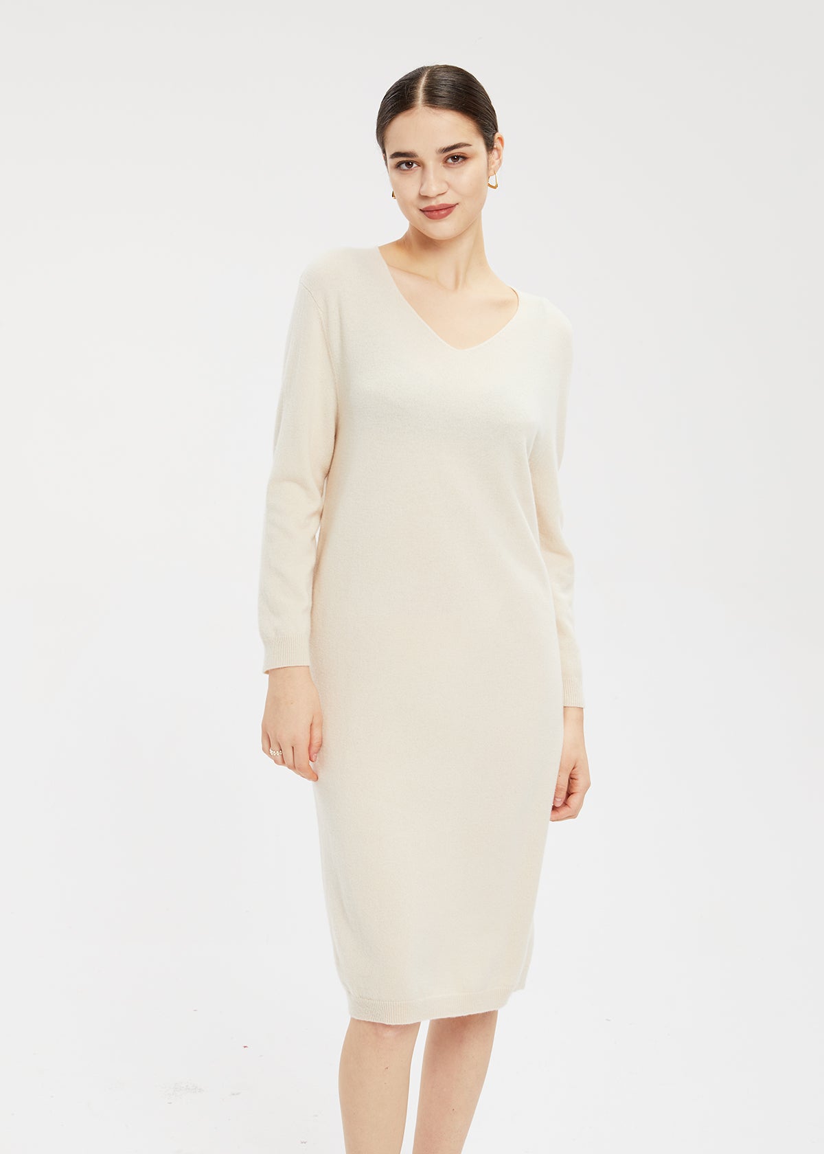 Women's V-Neck Wool Dress