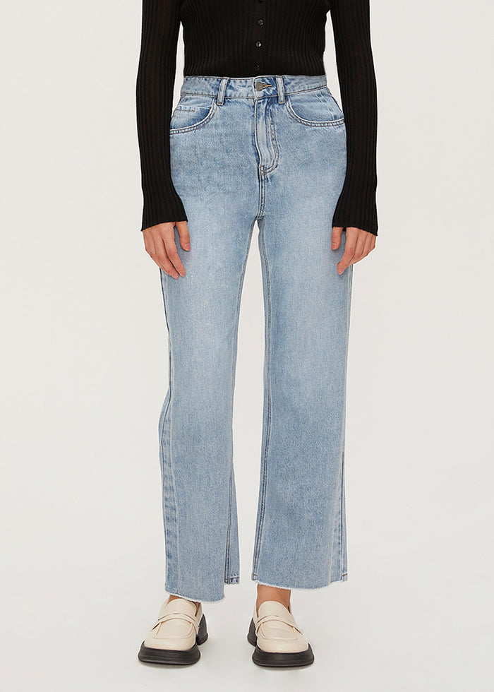 Women's Tencel Frayed Straight Jeans