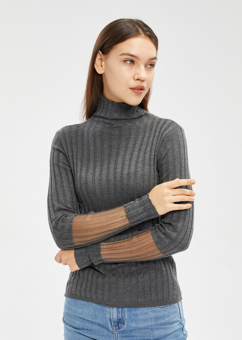 Women's Lambswool Blend Mock Neck Knitwear