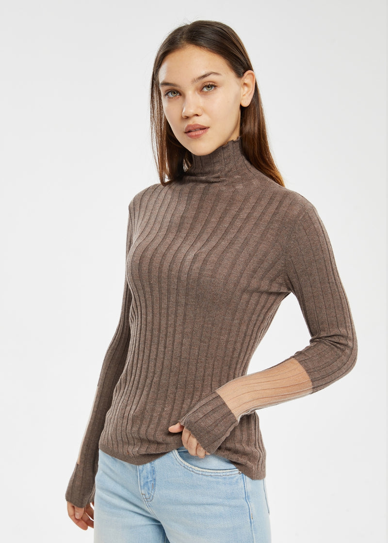 Women's Lambswool Blend Mock Neck Knitwear