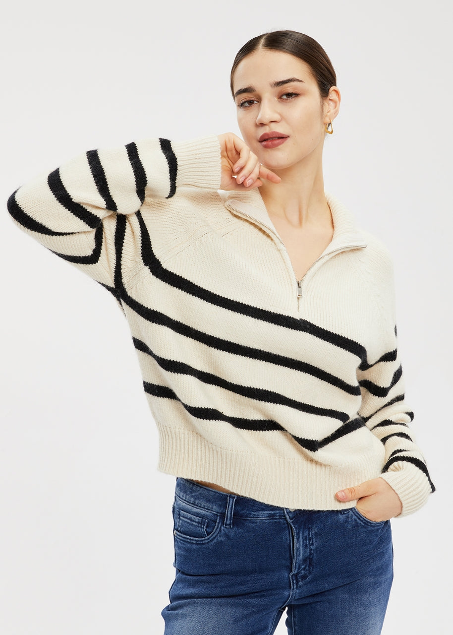 Women's Wool Blend Quarter Zip Sweater