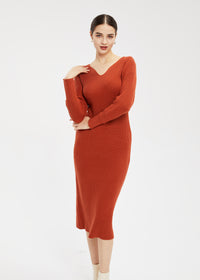 Women's V-Neck Slim Sweater Dress