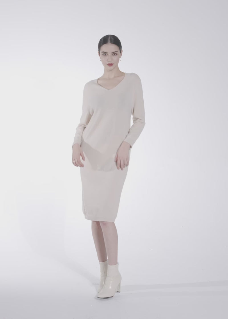 Women's V-Neck Wool Dress